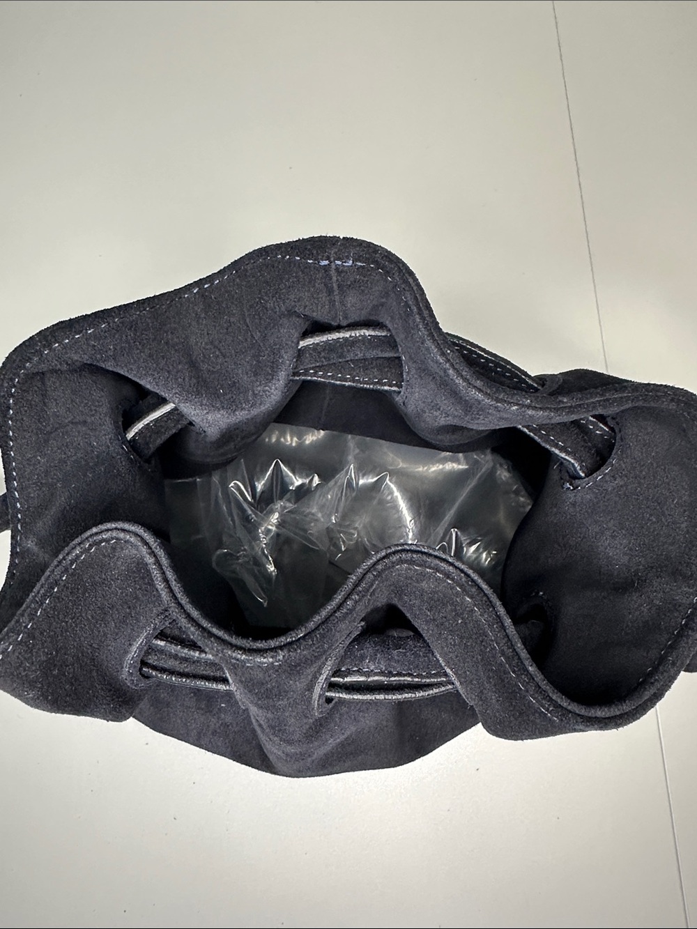 Mansur Gavriel Black Suede Drawstring Bucket Bag - Picture 6 of 11